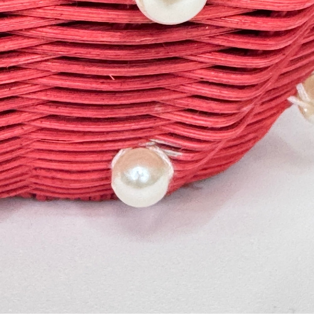 Kate Spade x Target Pearl Embellished Strawberry Wicker Bucket Bag Nwt Handbag - Picture 10 of 15